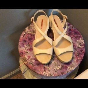 Cream Prada sandals